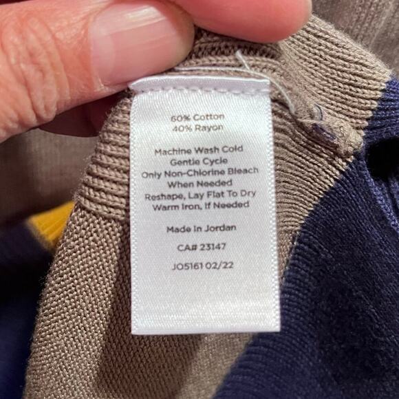 TALBOTS Color Block Long Cotton Blend Knit Cardigan XL P ( F-210) - Picture 5 of 5